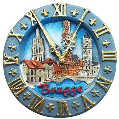 Brugge Belgien Uhr Stil Kühlschrank Magnet Reise Souvenir 3D Kühlschrank Dekoration Magnetaufkleber Handbemalt Handwerk