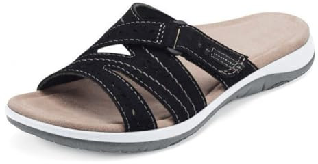 ticticlily Claquette Femme Orthopédique Mode Legere Soutien Plantaire Sandales Reglables Confort Yoga Mat été Plage Piscine Douche Mules A Noir 40 EU