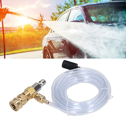 Brass Chemical Injector Kit High Pressure Washer for Pressure Washer 5000PSI Adjustable Downstream Injector with 9.8ft Tube, a 1/4 Inch Black Soap, 65° Spray Angle Nozzle, 3/8 Inch Quick Connector