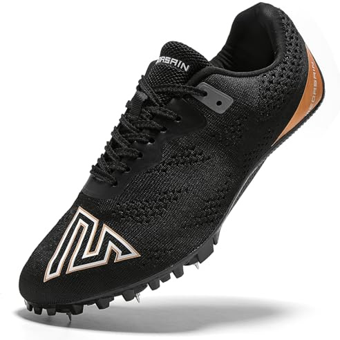 Medasain Leichtathletikschuhe für Herren, Damen, Kinder, Jungen, Mädchen, Jugendliche, Spikes, professionelle Sportschuhe, Sprint-Laufschuhe, Rennschuhe, Schwarz, 42 EU