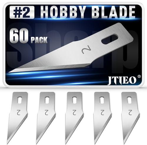 JTIEO 60 Pack Exacto Knife Blades #2, SK5 Carbon Steel Exacto Blades Refill Craft Art Knife Replacement Blades with Storage Case for Craft, Hobby, Scrapbooking, Stencil