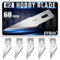 JTIEO 60 Pack Exacto Knife Blades #2, SK5 Carbon Steel Exacto Blades Refill Craft Art Knife Replacement Blades with Storage Case for Craft, Hobby, Scrapbooking, Stencil