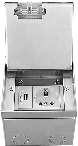 Bodensteckdose Einbausteckdose Bodenversteckte Steckdose Wasserdichte Arbeitsplatten Steckdose für Büro,Küche (1 Fach mit USB)