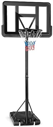 GYMAX Basketballkorb Outdoor, verstellbare Korbhöhe 204-358 cm, Basketballständer mit Rollen & befüllbarer Basis, Mobile Basketballanlage für Jugendliche, Erwachsene