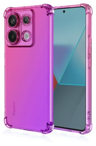 Topme Custodia per Telefono per Redmi Note 13 Pro 5G / POCO X6 5G (6.67 Inches), Cover per Cellulare con Gradiente di Colore Trasparente in Morbido Silicone TPU - Rosa Viola