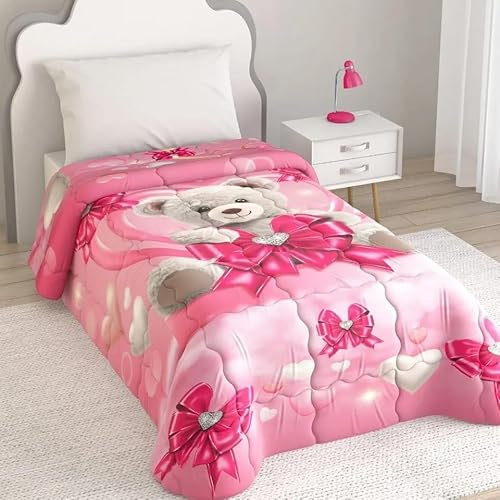 INTIMOEGIDIO IRGE trapunta piumone invernale letto singolo art. Teddy Orsetto digitale 170x260 colore ROSA