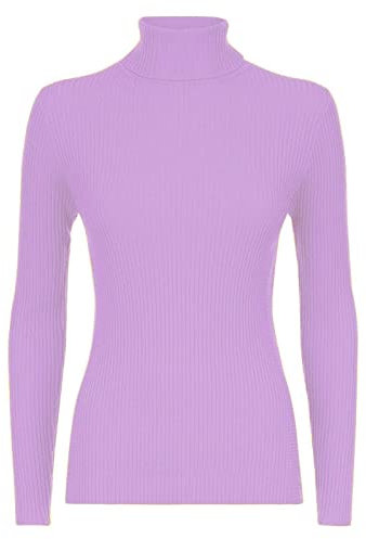 VEARZ® Womens Turtle HIGH Neck Jumper ! Ladies Long Sleeves Polo ROLL Neck Tops Ribbed Stretchy Pull Over Sweater Lilac-16-18