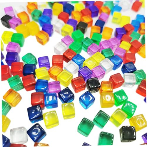 Colorful Dice 200Pcs,Acrylic Cubes,D6 Dice Set Dice Games Acrylic 8mm D6 Dice Set Translucent Gem Blocks Square DIY Dice Games Educational Multicolor 6 Sided Dice for Tabletop Gaming