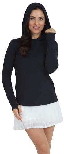 IBKUL Athleisure Wear Sun Protective UPF 50+ Icefil Cooling-Essential Women's Hoody-16000 Black/Solid/L