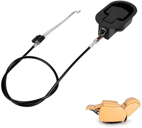 Funnytek Recliner Chair Parts Universal Aluminum Alloy Recliner Release Pull Handle Replacement Parts Couch Style Spring Cable Release Lever with Cables for Ashley and Major Recliner Brands Sofa