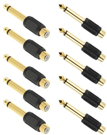 Adattatore Jack 6.3 mm Placcati Oro, Audio Adapter 6.3mm Male to Mono Female, Ideale per Home Theater, Fotocamere, Cuffie, Alta Qualità Sonora, microfono, sistema KTV, Pacchetto da 10