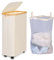 iEGrow Wäschekorb mit Rollen 75L, Wäschesammler Schmal mit Herausnehmbarer und Waschbarer Innentasche, Laundry Baskets Wäschekörbe mit Deckel für Kleidung, Spielzeug, Handtücher (Beige)