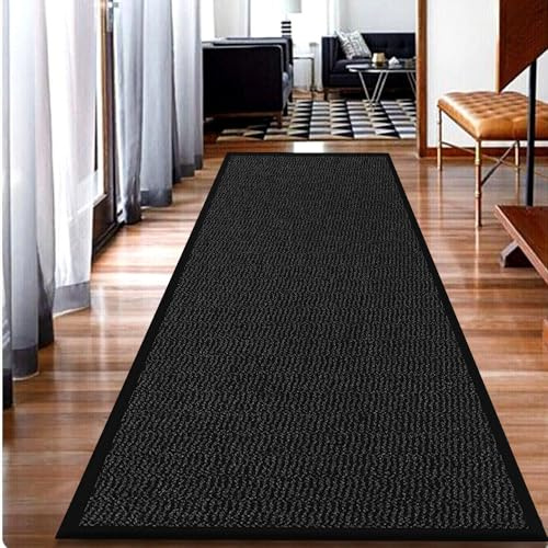 Fit Even Heavy Duty Rubber Floor Door Mat Small - Anti slip Indoor Outdoor Super Water Absorbent and Dirt Trapper Rubber Door Mats - 40 x 60cm, Black