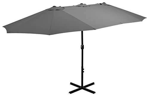 Iiaky Sonnenschirm mit Aluminium-Mast 460 x 270 cm Sonnenschirm Mit StäNder Sonnenschirm Balkon Sonnenschirm Garten Sonnenschirm FüR Balkon Anthrazit