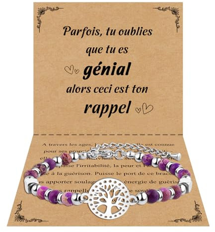 CheersLife Bracelet Arbre de Vie Femme - Pierres Naturelles Original - Cadeau pour Ado Fille, Noël, Anniversaire - Idée Cadeau Sœur, Amie, Mamie, Maman