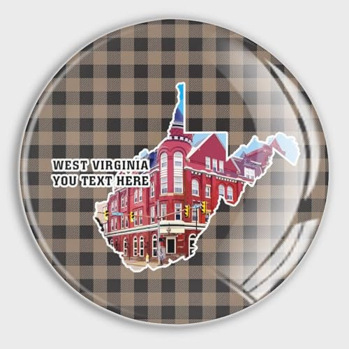 Kleine Magnete für Kühlschrank Glas mit individuellem Text, West Virginia, Kühlschrankmagnete, rund, für Kühlschrank, Urlaub, Briefkasten, Garagentor, Schuldekoration