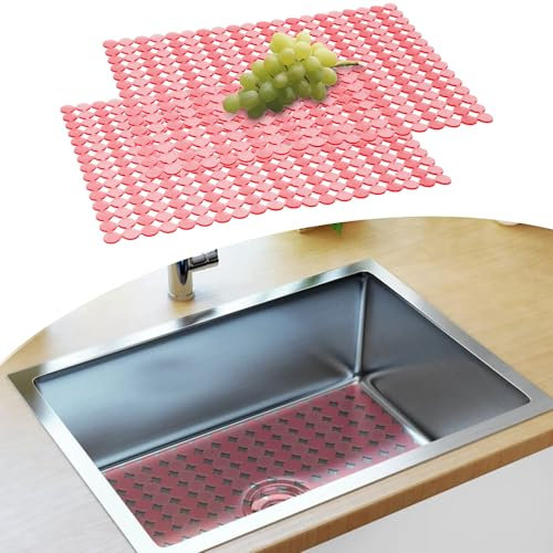 Mlijzard Tapete para fregadero de cocina, 2 unidades, protector para fregaderos de cerámica inoxidable, 40 x 30 cm, cortado a medida, tapete de drenaje para fregadero para encimera
