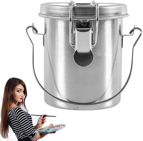 Pinselhalter aus Edelstahl zum Malen, Pinselreiniger - Robustes und tragbares Pinselreinigungswerkzeug - Poröser Reinigungsfilter, abnehmbar, einfache Wartung für Wasser, Spiritus, Tinten, Terpentin