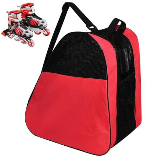 VGECEE Inliner Rollschuhe Tasche Damen Ice Roller Skating Bag Schlittschuhe Tasche Skischuhtasche Skatertasche Schlittschuhtasche Erwachsene Eishockey Bag für Herren Damen (rot)