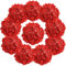 Auihiay 10 Stück Künstliche Hortensien Kunstblumen, Hortensien Kunstblumen für Hochzeitsdeko Tischgestecke, DIY Sträuße, Brautparty, Blumendeko Heimdekoration mit Stielen - Rot