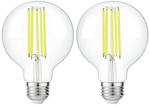 FLSNT G95 Glühbirne Kugel Ersetzt 200W, 18W LED Birne E27 Extra Hell 3000 Lumen, 6500K Kaltweiss, Klar Glas, Nicht Dimmbar, 2 Stück