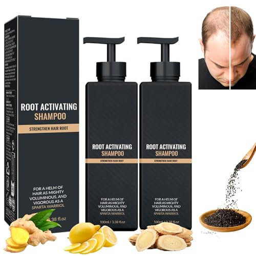 Shampoo 2 Stück, Root Activator Hair Growth Shampoo, Root Activator for Hair Faster Growing, Haarverdichtungs Grau glanz