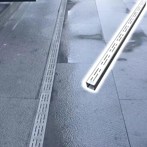 WLCGYD Entwässerungsrinne Dünne Terrassen-Entwässerungsrinne, Flache Entwässerungsrinnen Und Gitter – 3,50mm, 7,1015cm Breit Für Kunstrasen/Teich/Garten(L 150cm,7x3cm)