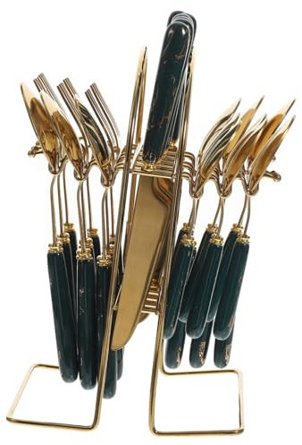 Cabilock 1 Juego Cubiertos Inoxidable con Soporte Colgante y Mangos de Cerámica para Cocina