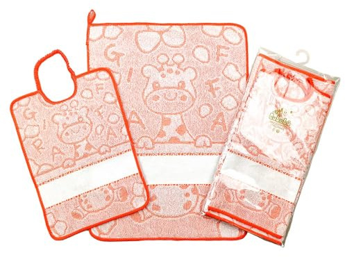 Zweiteiliges Set MELMAN: Lätzchen mit Gummizug und Handtuch – Made in Italy, Orange, Einheitsgröße