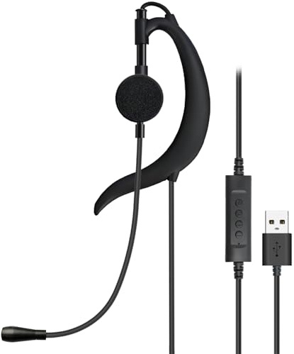 Weatwo USB Kopfhörer mit Lautstärkeregler für PC | USB In Ear Kopfhörer für Mac, Laptop, Desktop, Callcenter, Gaming, Homeoffice, Skype, Webinare und Remote-Arbeit