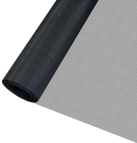 Rete Zanzariera Finestre, Rete per Zanzariera in Fibra di Vetro 1 x 15 m, tear-resistant and durable, Nero, Telo Ricambio, per Resiste a Insetti e Mosche Finestra e Porta Zanzariere