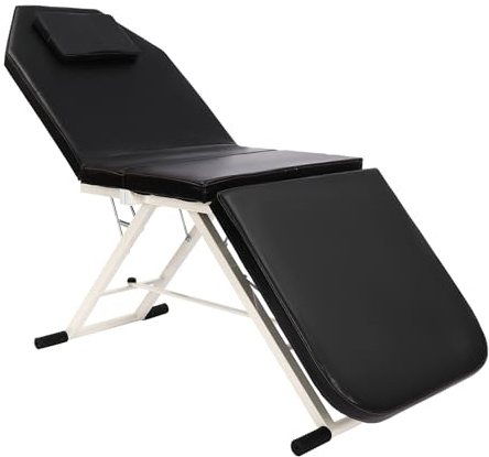 Eieblek 3 Zonen Faltbarer Massagestuhl Bett, Massageliege Kosmetikliege, Mobile Massagetisch, Tragbare Klappbare Deluxe Salon Spa Bett, Tragfähigkeit 200-250 kg (Schwarz)