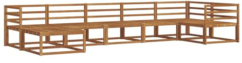 vidaXL Outdoor-Sofagarnitur 7 pcs Natur Massivholz Akazie, Modernes Akazienholz Outdoor-Sofaset, langlebige Gartenmöbel, Flexible Anordnung für die Terrasse, Bequeme Lounge im Hinterhof