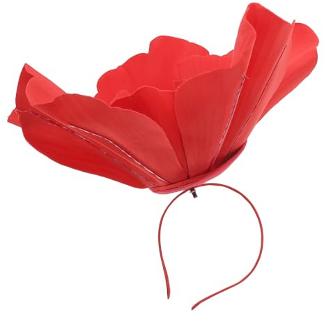 Zerodeko Grand Serre-tête Grosse Fleur pour Femmes à Fleurs Rouge en Tissu, Accessoire Cheveux Sécurisé pour Événements Équestres et Photos Élégantes
