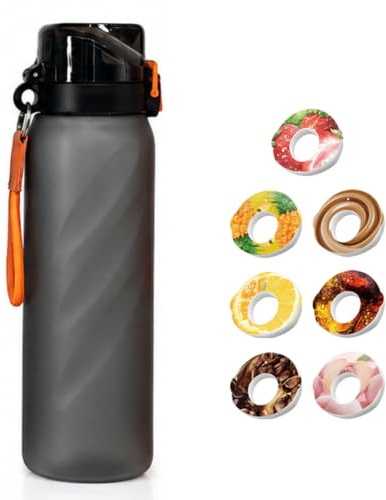 ZVD Gourde Sport,650ml éTanches Gourde Paille,éQuipé De Avec Dosettes En 7 Saveurs Et,Pods ParfuméS Pour Eau Aromatique 0 Sucre,Pour Gym,Randonné (A 1000ml)