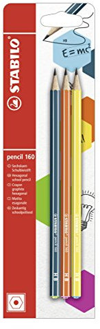 STABILO - Bleistift - pencil 160 in petrol, orange, gelb - 3er Pack - Härtegrad HB