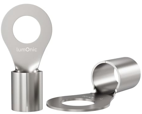Lumonic 25x Ringkabelschuh 6,0-10,0mm² blank | M6 | Kupfer verzinnt | sichere Kabelverbindung ohne Löten | Crimp-Kabelschuh unisoliert | KFZ, Maschinenbau, Wohnmobil, Batterie