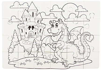 Mal-Puzzle Drache 24 Teile, Malspaß für Kinder, Kinderpuzzle aus Holz, Holzpuzzle, für Kinder ab 3 Jahre, Puzzle zum selbstgestalten, Puzzle und Malspaß für Kinder, Kreativität für Kinder