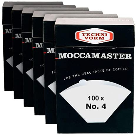 Technivorm Moccamaster Kaffeefilter Nr. 4, Weißes Papier, 6 Stück, Kegelform, Kompatibel mit Technivorm Moccamaster Kaffeemaschinen