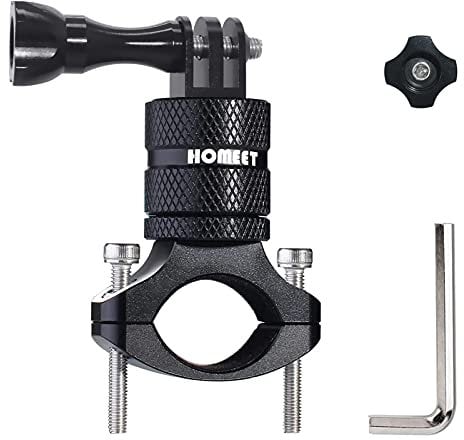 Homeet Fahrrad Halterung für Actionkameras, 20mm-30mm Lenker Kamerahalterung 360 Grad Motorrad Fahrradhalterung Halterungen aus Aluminium mit Schraube, Schwarz