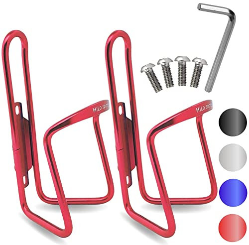 HiLo sports 2er Set Flaschenhalter Fahrrad - [Mit Schrauben & Werkzeug] - Rostfreie Fahrrad Trinkflaschenhalterung aus Aluminium - Getränkehalter Fahrrad