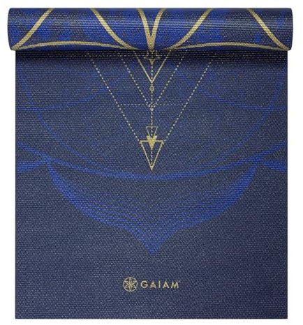 Gaiam Yogamatte, Premium-Druck, wendbar, extra dick, rutschfest, für alle Arten von Yoga, Pilates und Bodentraining, metallische Sonne und Mond, 172,7 cm L x 61 cm B x 6 mm dick