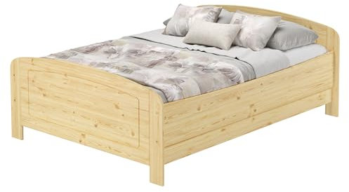 Seniorenbett Überlänge extra hoch 140x220 Holzbett Kiefer massiv mit wählbarem Zubehör V-60.44-14-220ohne Zubehör