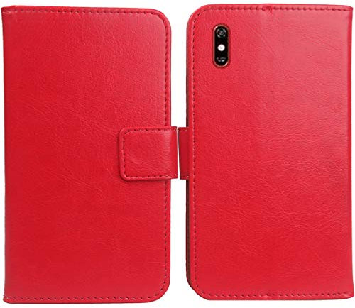 Gukas PU Leder Tasche Hülle Für TP-Link Neffos C9 Max 6.09 Handy Flip Lederhülle Handyhülle Brieftasche Schutz Case Cover Etui (Rot)