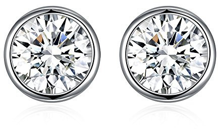 Hasnsofie Silber Ohrstecker 925 Ohrringe, 925 Sterling Silber Weiß Ohrstecker 8mm Rund Klein Ohrringe, Unisex Hypoallergen Ohrschmuck für Damen Herren Mädchen Jungen