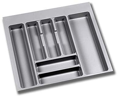 Emuca - Organizzatore di Posate, organizzatore cassetto Cucina, vaschetta portaposate, 7 Scomparti, modulo 60 cm, plastica, Grigio