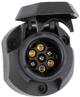 7-pol Anhänger Steckdose, inkl. Abschaltautomatik, nach ISO 1724 genormt, für 12 V Systeme, mit Feder-Klappdeckel, 7pol Steckdose, 7pin Anhängerdose, 7 polig Buchse Adapter, 7 pole Stecker Dose Hänger