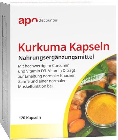 Kurkuma Kapseln mit Vitamin D3 von apodiscounter 120 stk