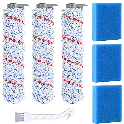 Cyorka Ersatz-Bürstenwalze und Staubsaugerfilter, kompatibel mit Tineco iFloor Wet Dry schnurlosen Staubsauger-Zubehör (3 Bürstenwalzen + 3 Vorfilter-Schaumstoff)