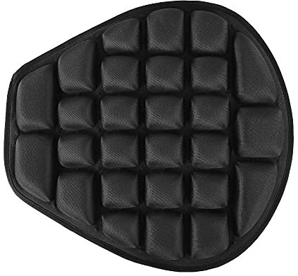Selle Moto,Coussin de Siège Moto, Antidérapant Coussin non gonflable,anti-stress anti-vibration pour Moto,Vélo, 37,5 X36cm(Noir)